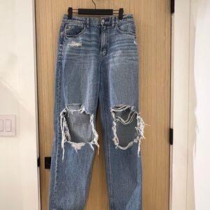 American Eagle Outfitters Ripped Light Blue Boyfriend Jeans